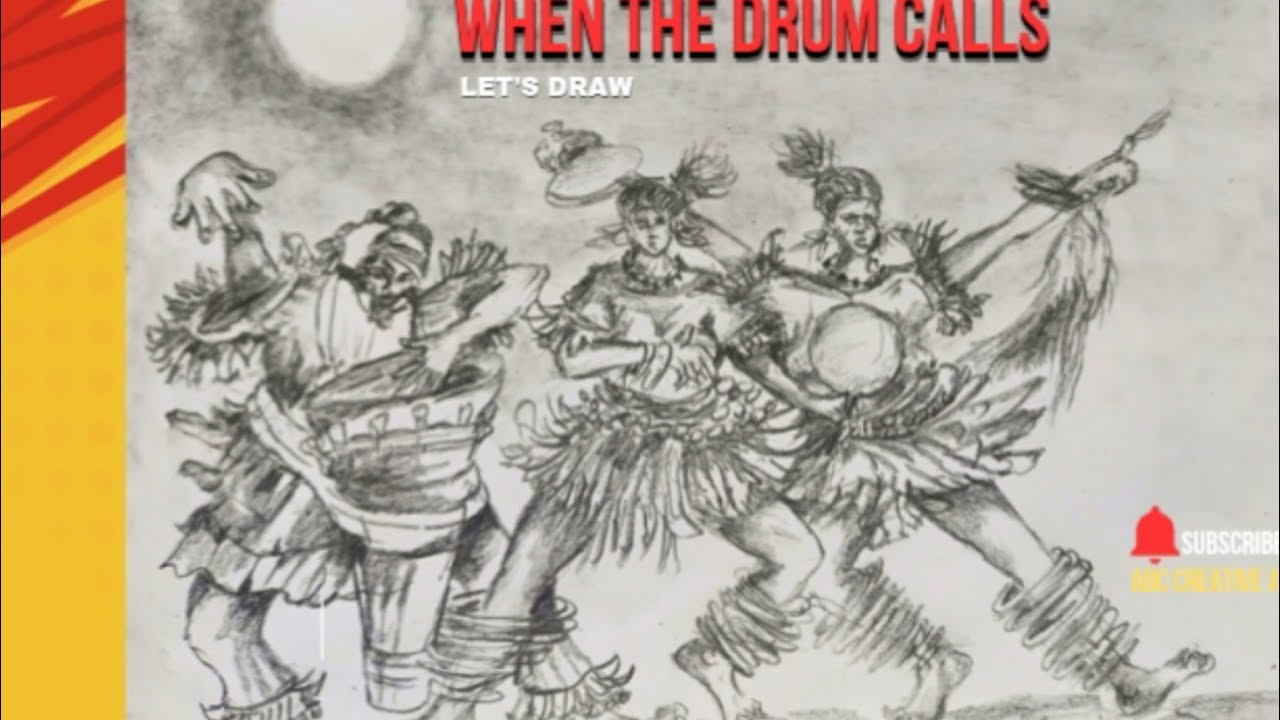 When the Drum Calls. Energetic African Dance Drawing (5B Pencil Tutorial)