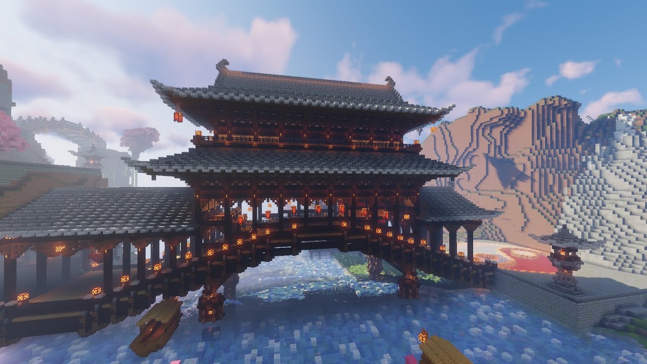 Minecraft 中式建築教學 - 樓橋殿