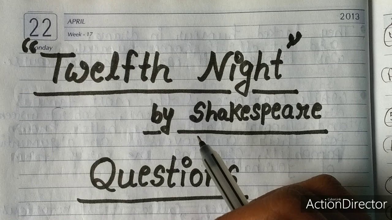 TWELFTH NIGHT (BY SHAKESPEARE) || QUIZ || QUESTIONS || DESCRIBED IN HINDI