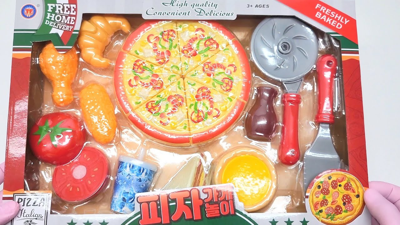 8 Minutes Satisfying pizza shop play toy Unboxing ASMR