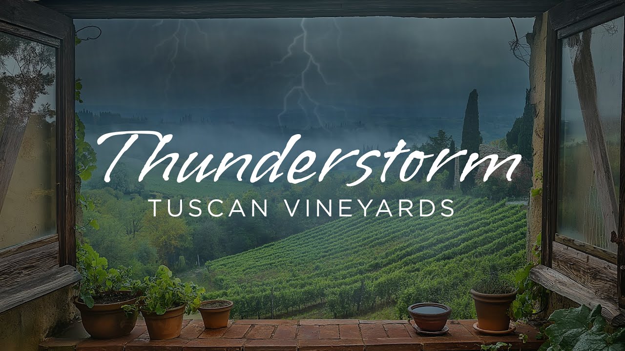 Thunderstorm at the Tuscany Vineyards for Relaxation, Meditation and Deep Sleep -  8HRS