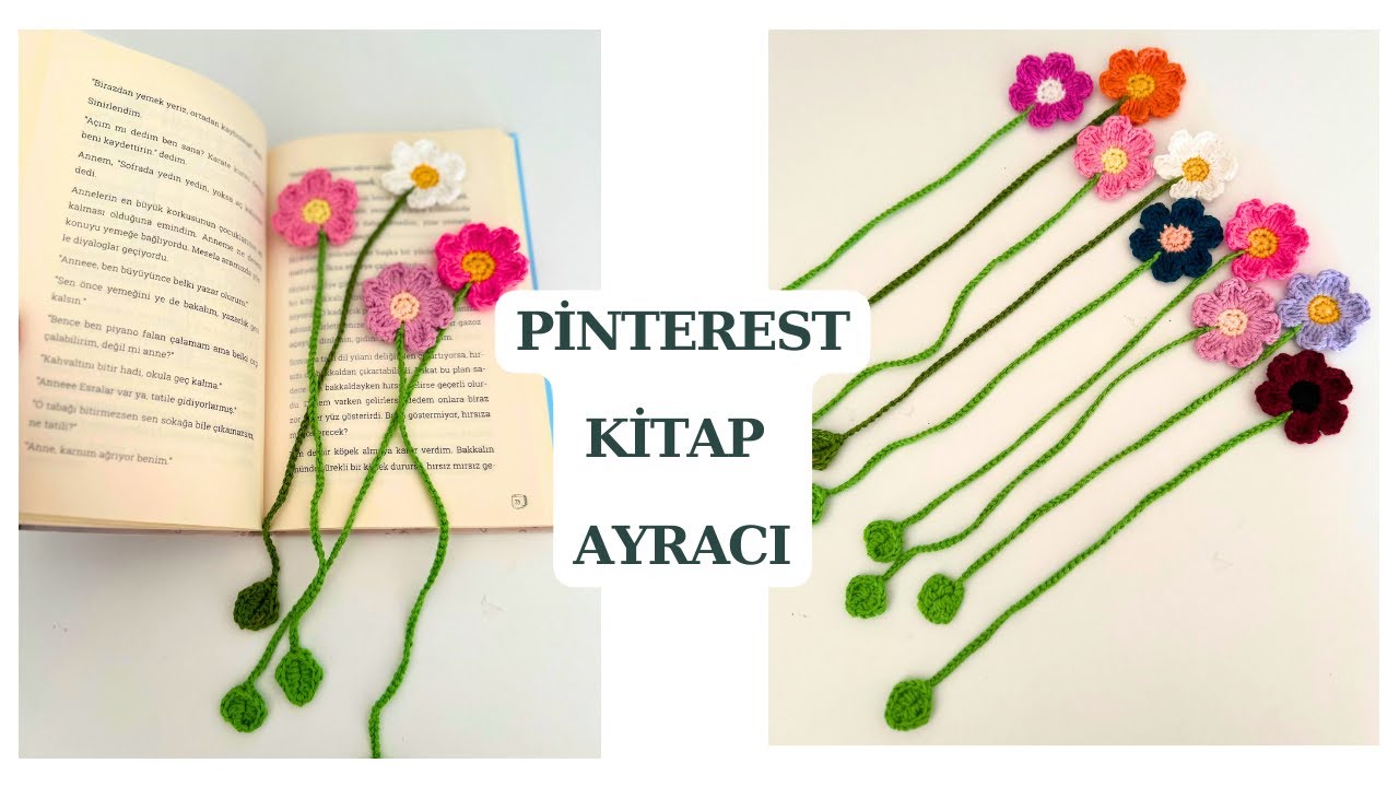 KOLAY ÇİÇEKLİ KİTAP AYRACI YAPIMI- Pinterest Modeli