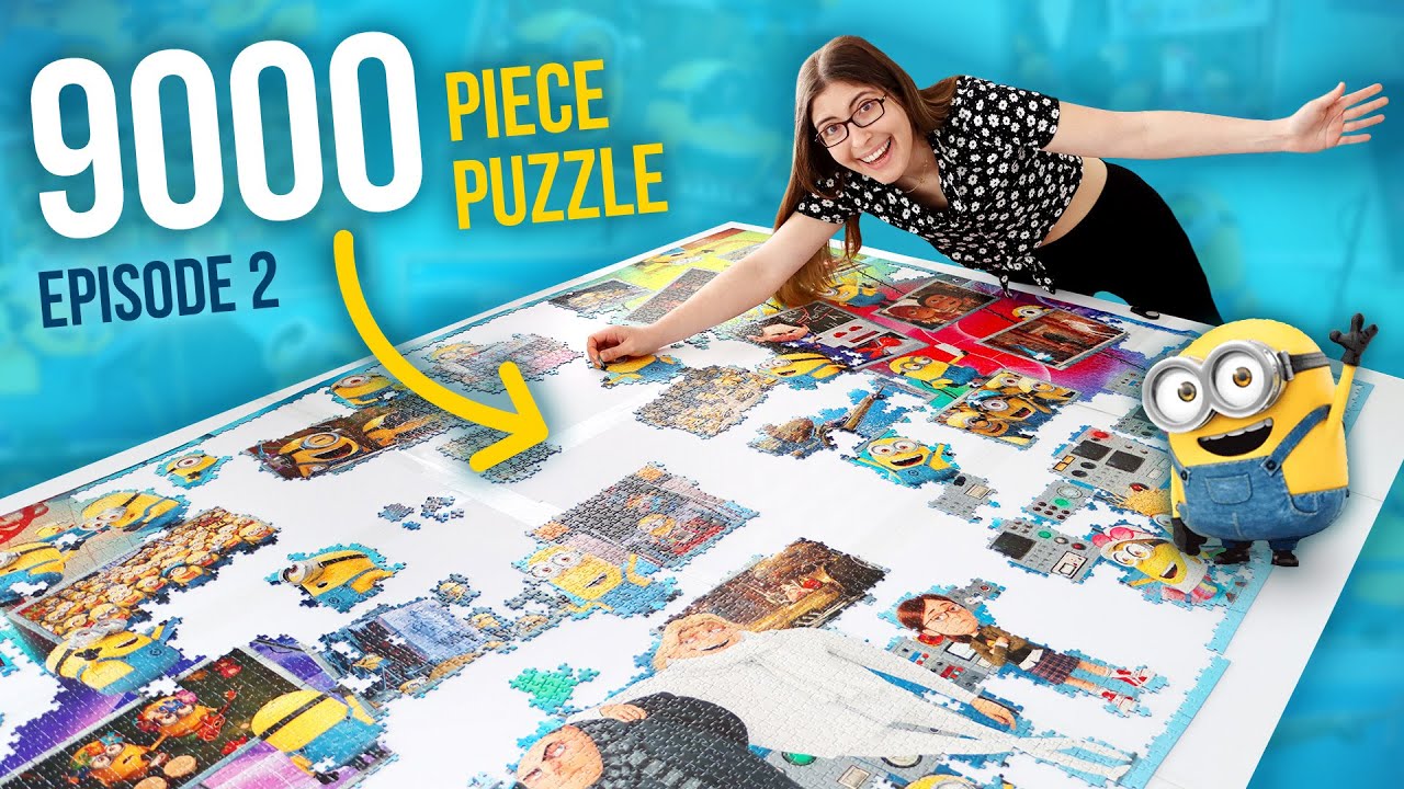 Halfway through the 9000 Piece Minions Puzzle (My biggest puzzle yet!)