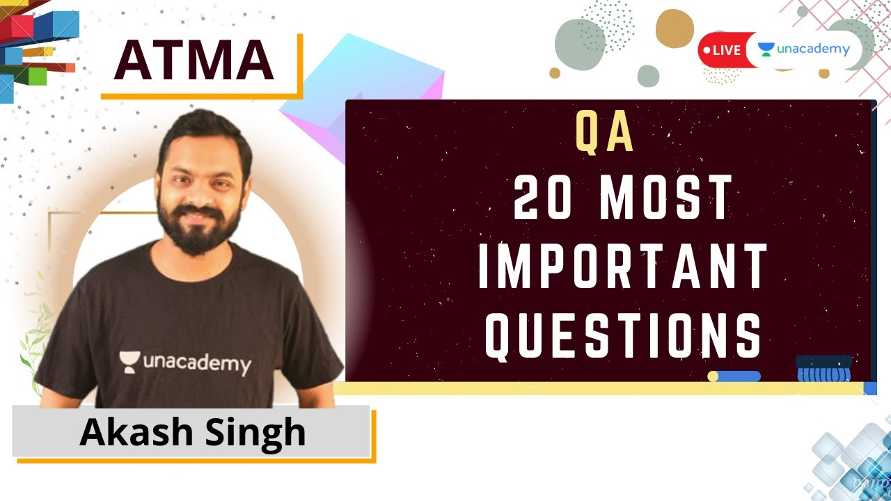 ATMA 2021 | 20 Most Important Questions | Quants | ATMA April 2021 Important Topics