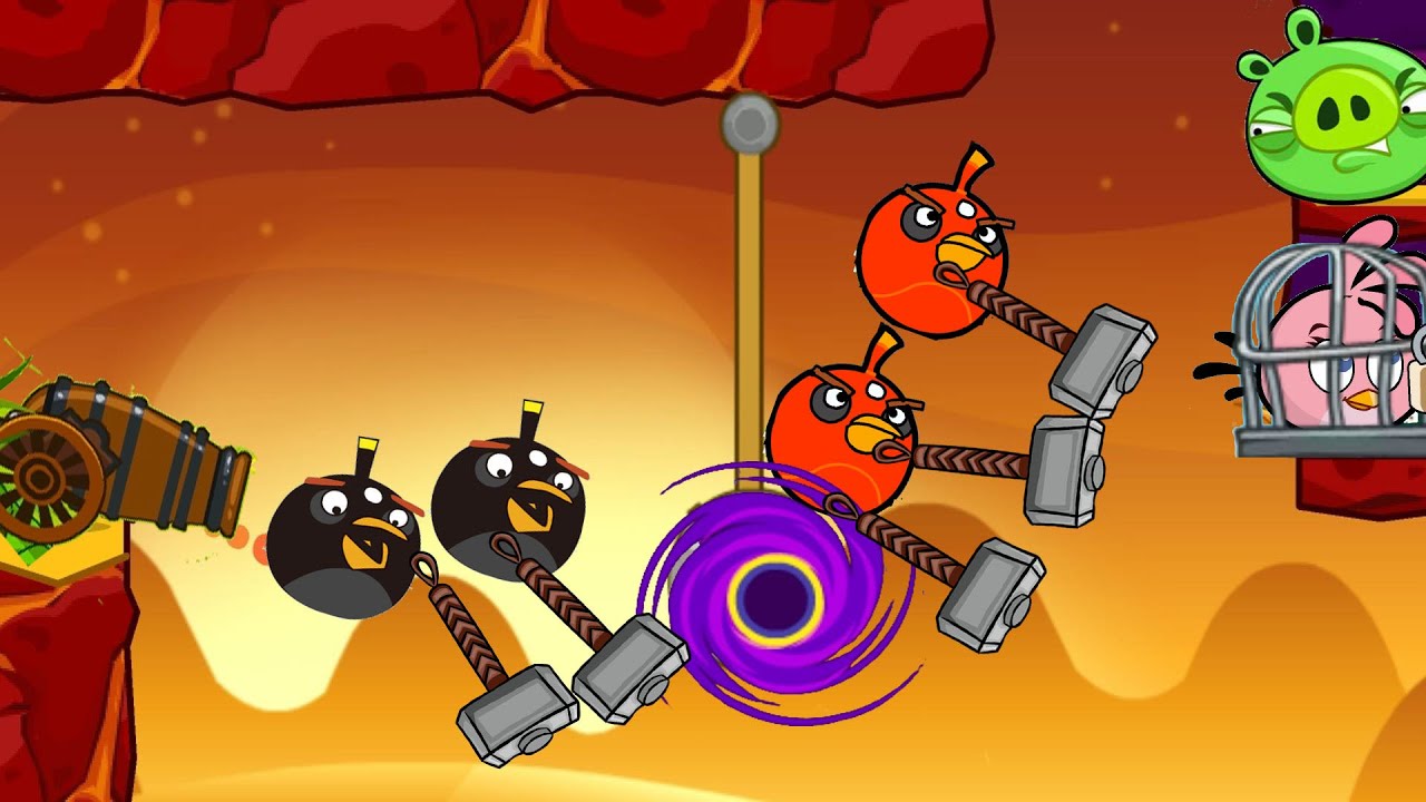 Angry Birds Collection Cannon 3 - BEAT THE BUBBLE PIGGIES TO RESCUE STELLA INSIDE GIANT STONE BLOCK!