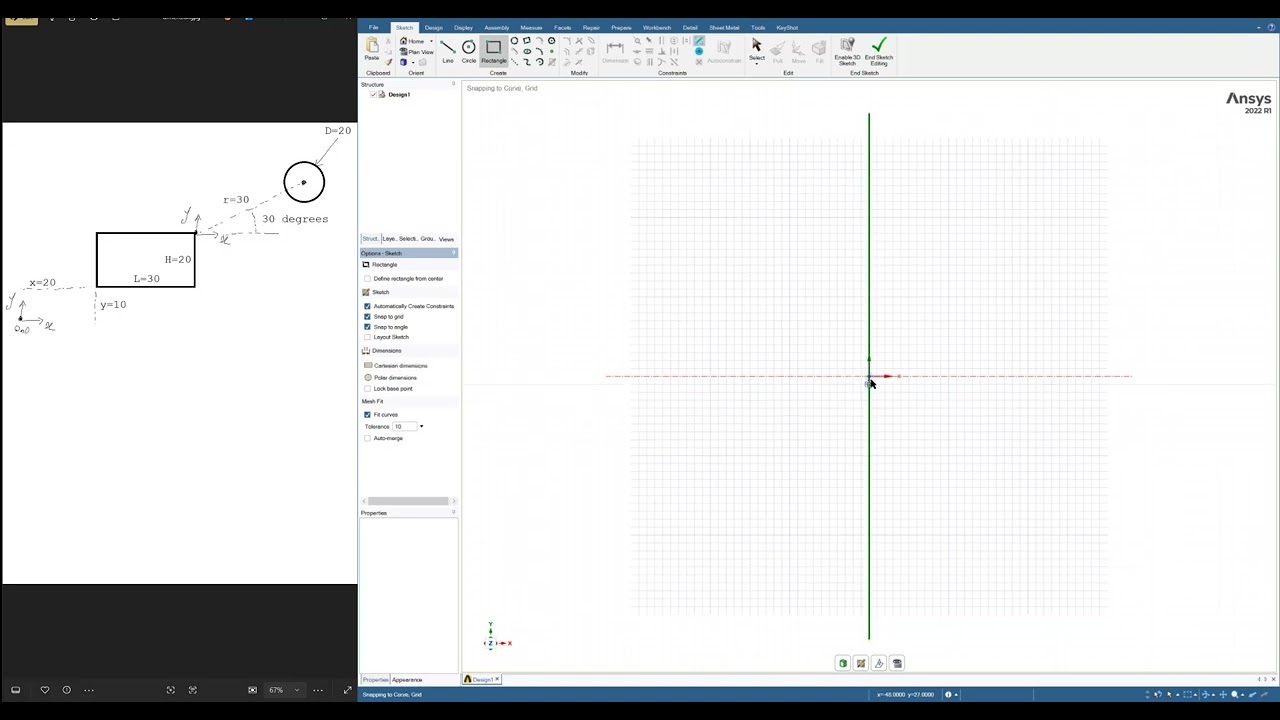 Cartesian and Polar Dimensions in sketch - In SpaceClaim