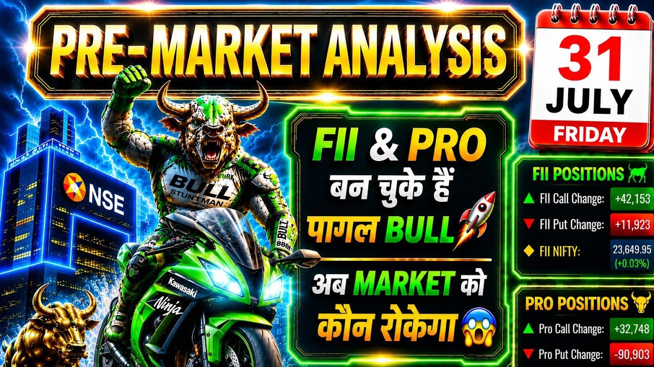 Pre Market Analysis & Report | Nifty, Bank Nifty, Sensex Analysis | FII DII & F&O Data | 31 July