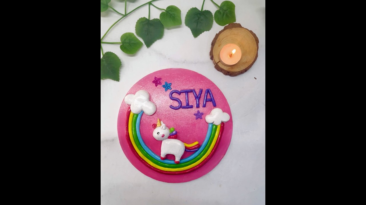 Wall hanging #girlsroom #roomdecor #diy #clayartforbeginners #fevicrylmouldit #unicorntheme