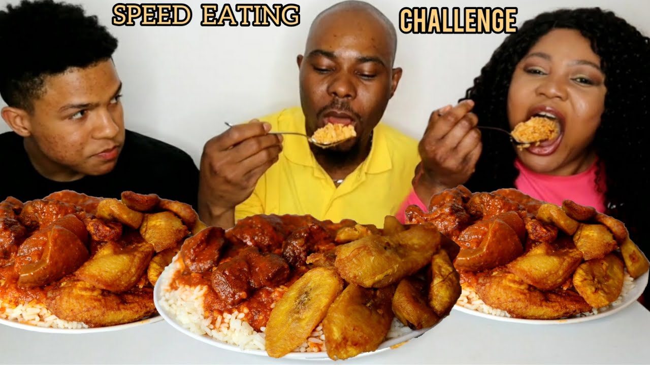 RICE AND PLANTAIN WITH ASSORTED MEAT CHALLENGE | HUBBY'S REACTION TO FART IS EXTREMELY HILARIOUS 😂