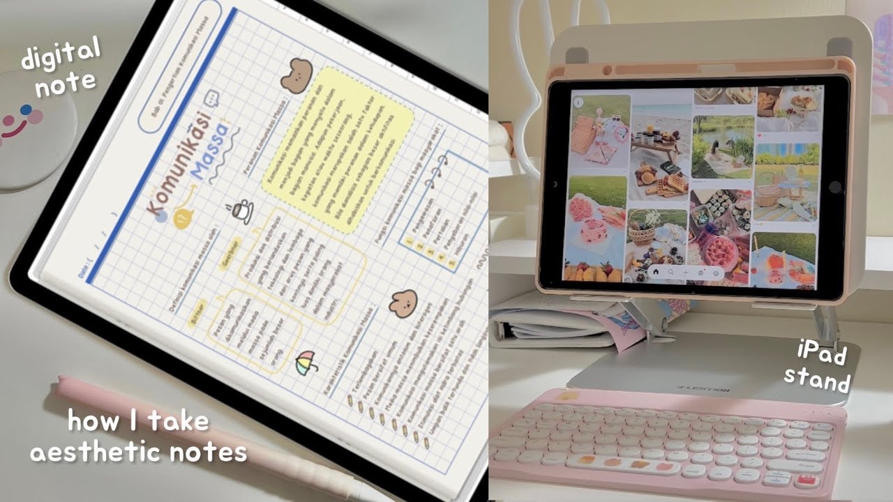 eng) Aesthetic Digital Note Taking iPad  goodnotes | notebook template | laptop stand | Indonesia