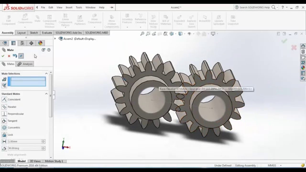 spur gear assembly and motion study by solidworks (ibrahim elkelany)