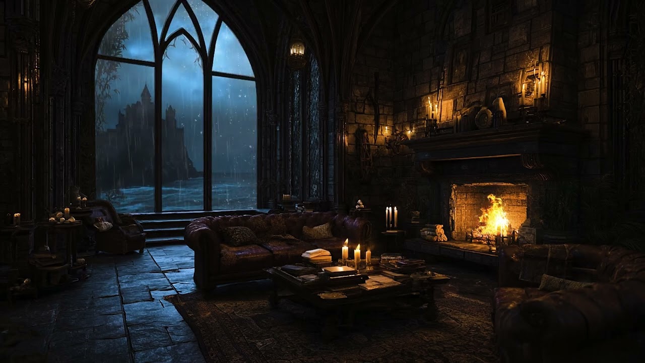Rain & Thunder at a Medieval Castle Window: Cozy Reading Ambience for Relaxation