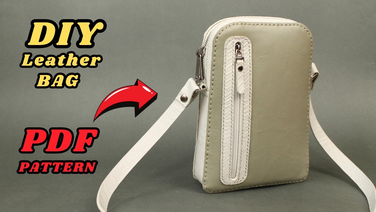🔴PDF pattern +DIY handmade leather Crossbody bag |Turning Scrap Leather Into a Stylish Handmade Bag
