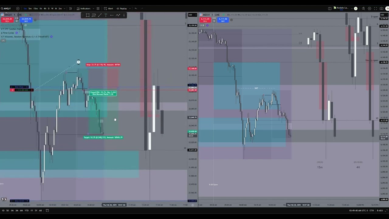 Time Based Trading on NQ Futures / Live execution 02/20/2025