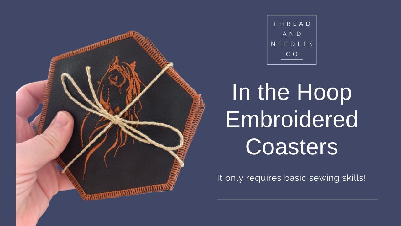 In the hoop embroidery coaster design, embroidery project on how to make coasters #inthehoop #sew