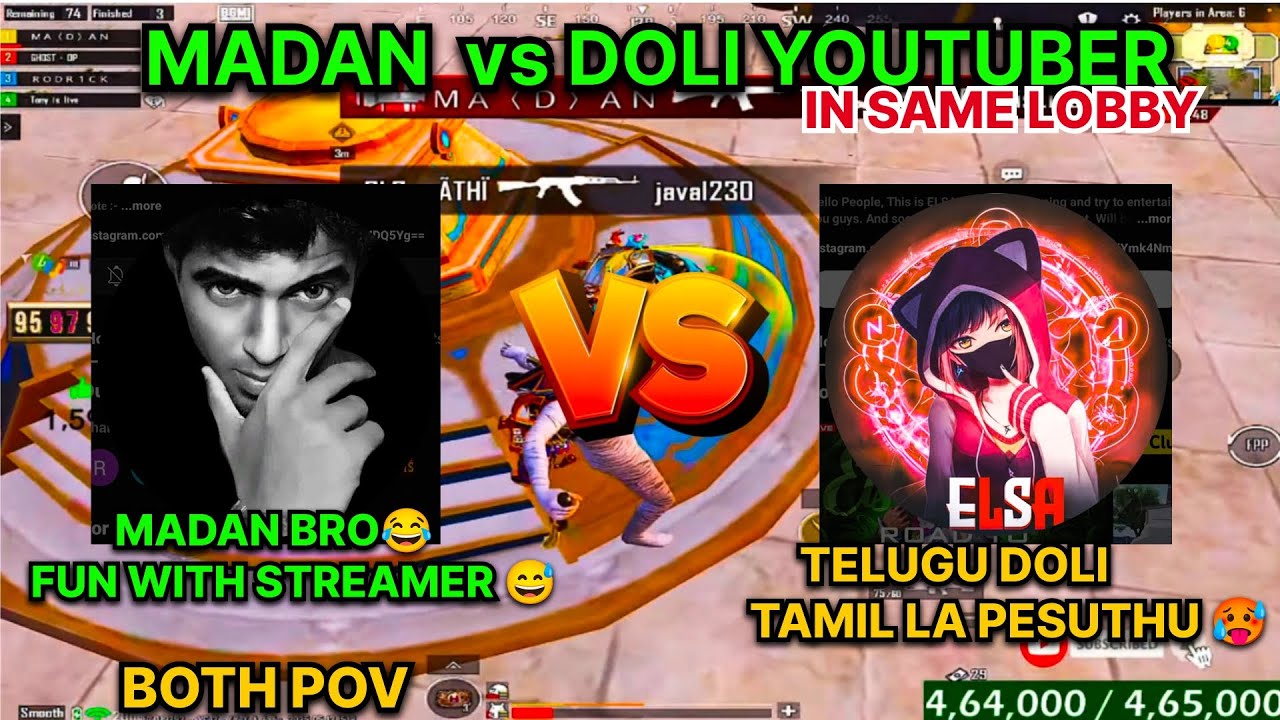 MADAN vs DOLI YOUTUBER || IN SAME LOBBY || MADAN BRO FUN WITH STREAMER 😂 || #madan #madanop #bgmi