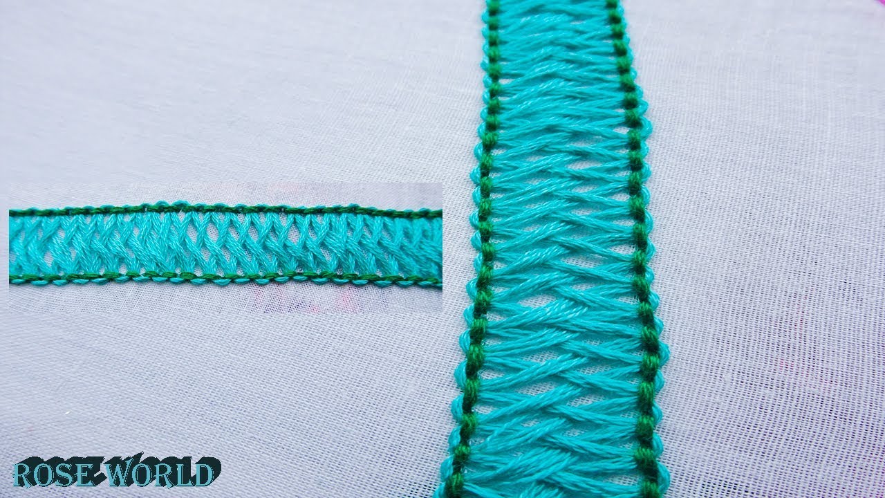 How to make Hand Embroidery nakshi kantha border line|nakshi kantha video tutorial by rose world