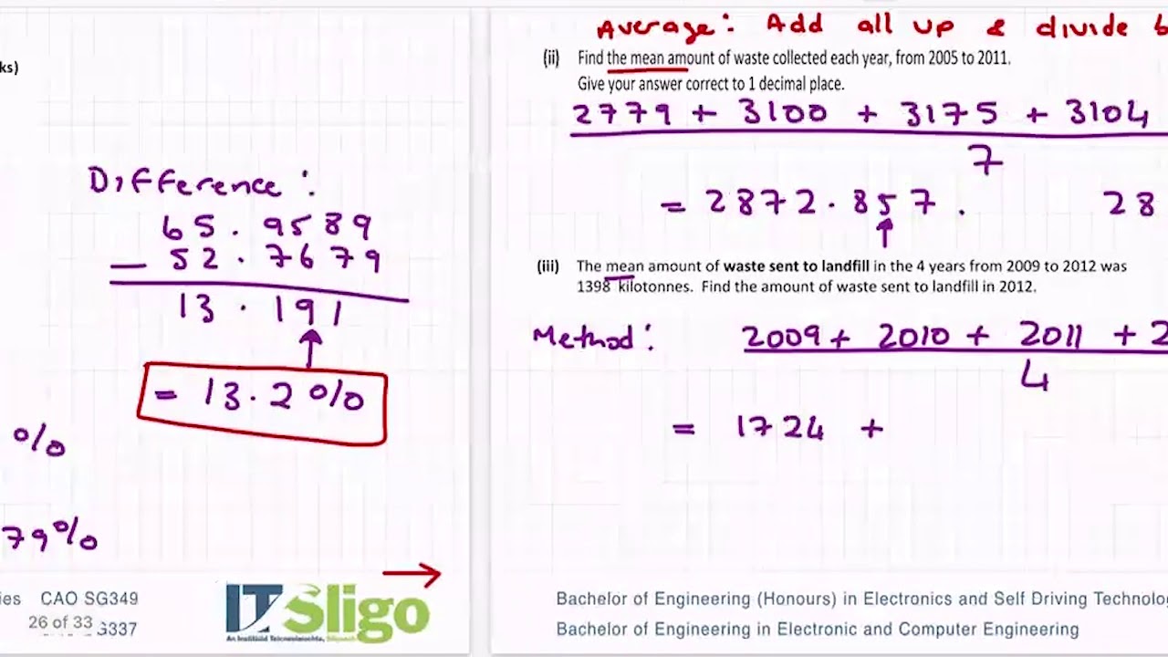 Pie chart Q8 2020 Paper 2 Leaving Cert Ordinary Level Maths