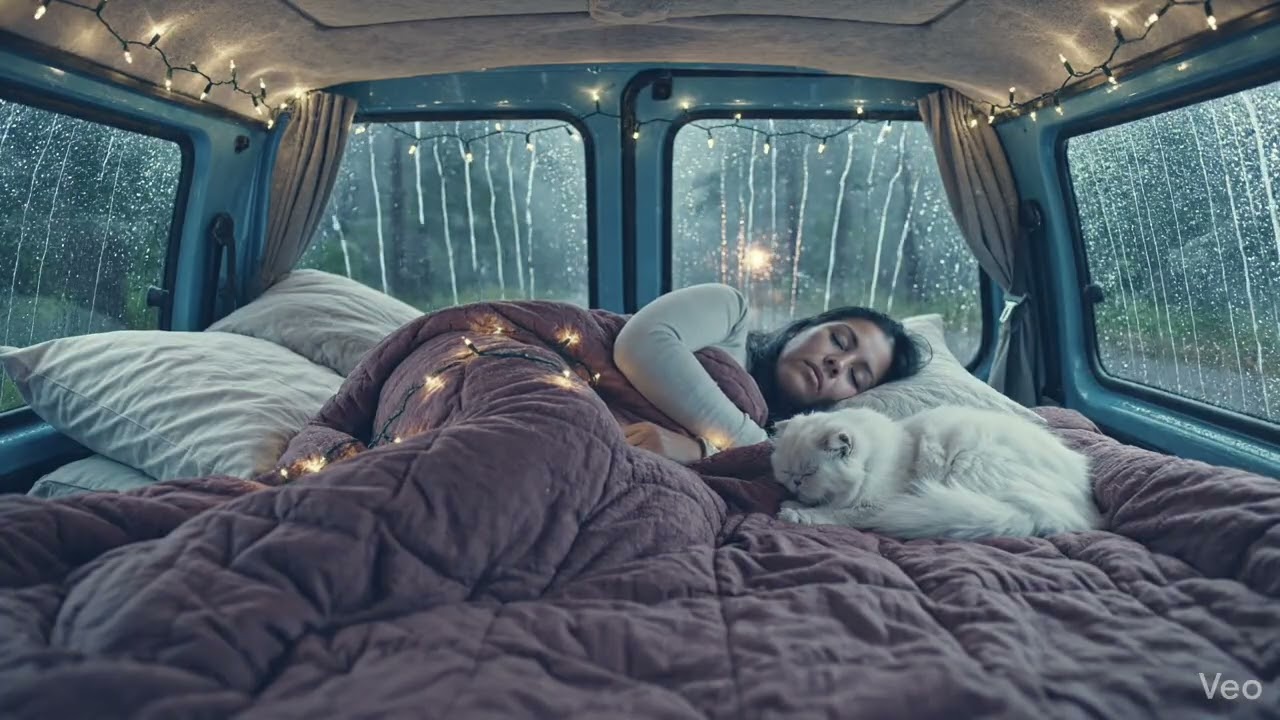 Rain ASMR for Mind Relaxation I Peaceful Van Night