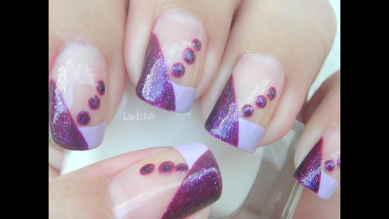Nail Art - I Love Purple Dots - Decoracion de Uñas