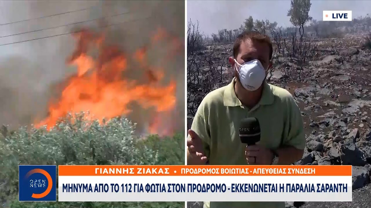 Βοιωτία: Μήνυμα από το 112 για φωτιά στον Πρόδρομο – Εκκενώνεται η παραλία Σαράντη | Ethnos