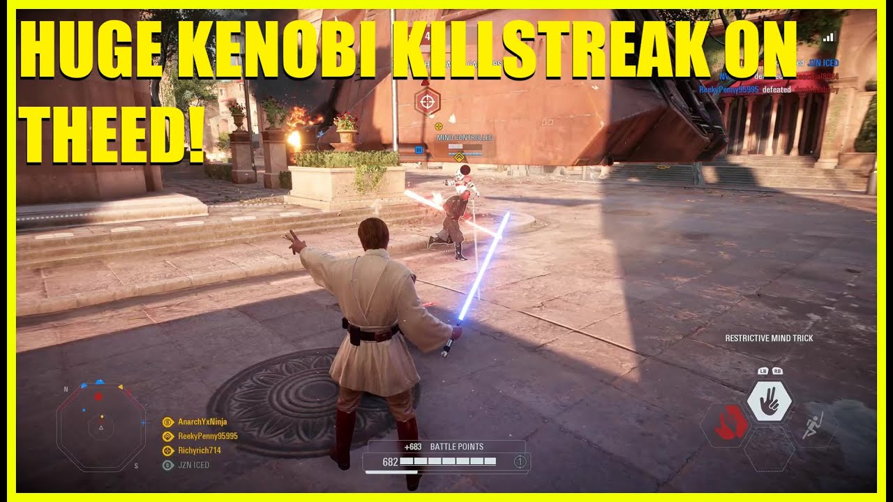 Huge Obi Wan Kenobi killstreak defending Theed! - Star Wars Battlefront 2