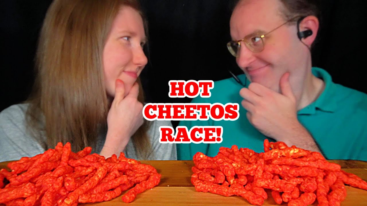 ASMR HOT CHEETOS RACE MUKBANG (No Talking) EATING SOUNDS
