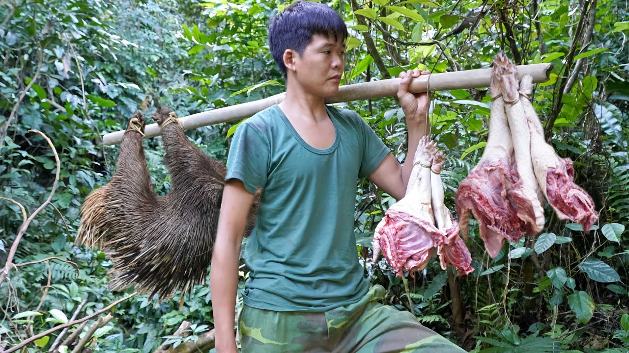 Life in the wild, wild hedgehog, wild hedgehog processing skills, selling porcupine meat, survival