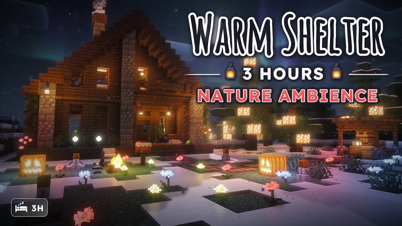 Quiet Winter Night by the Fire ❄️ — Peaceful Minecraft Ambience (3 Hours, No Music)