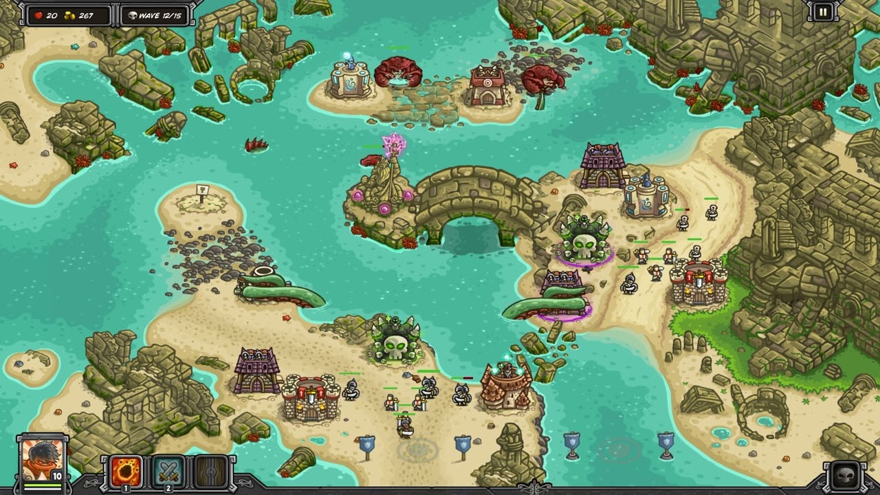 Fast and Easy: Kingdom Rush Frontiers - The Sunken Citadel【20 Lives | Veteran | 3 Stars】