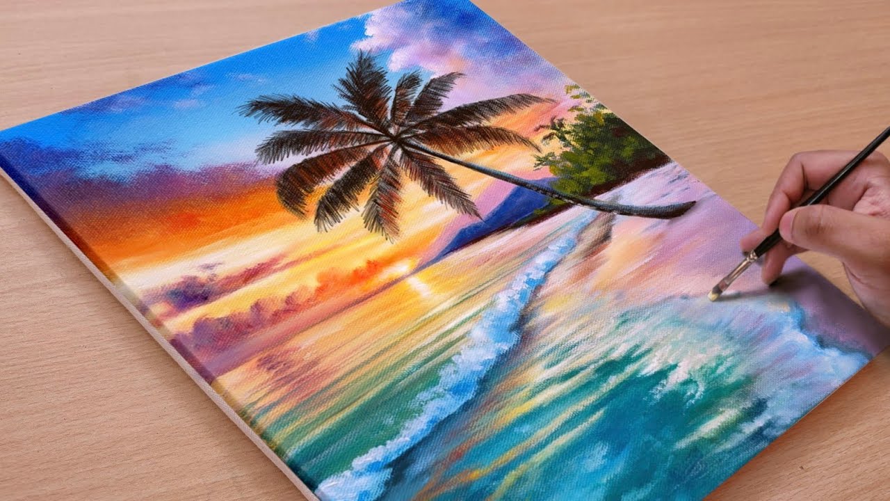 The Sea at Sunset ☀️/ Acrylic Painting / Art paintings