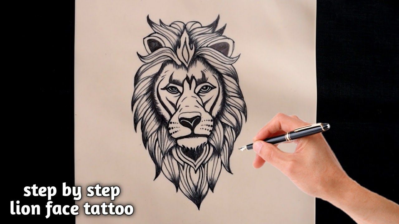How to make temporary lion face tattoo step by step on skin pad