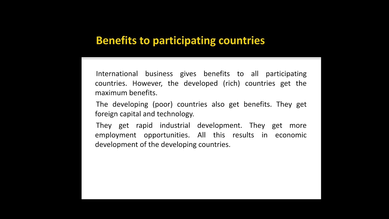 Features of International trade