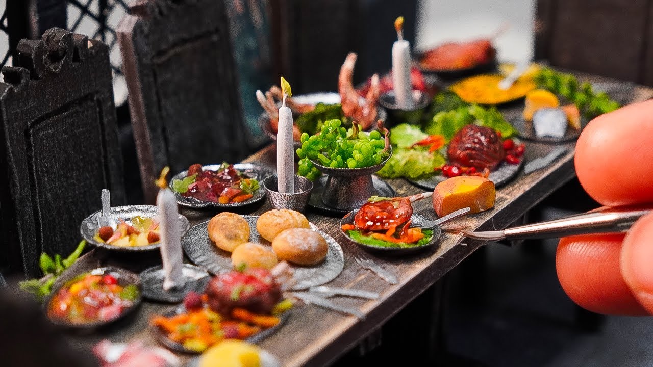 How to Create a Miniature King’s Feast | DIY Air Dry Clay Mini Foods .