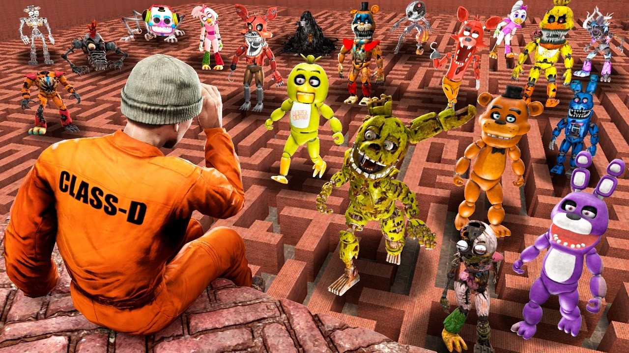 ME ENFRENTO a 100 ANIMATRÓNICOS de FIVE NIGHTS AT FREDDY'S (FNAF) en el LABERINTO SCP | GARRY'S MOD