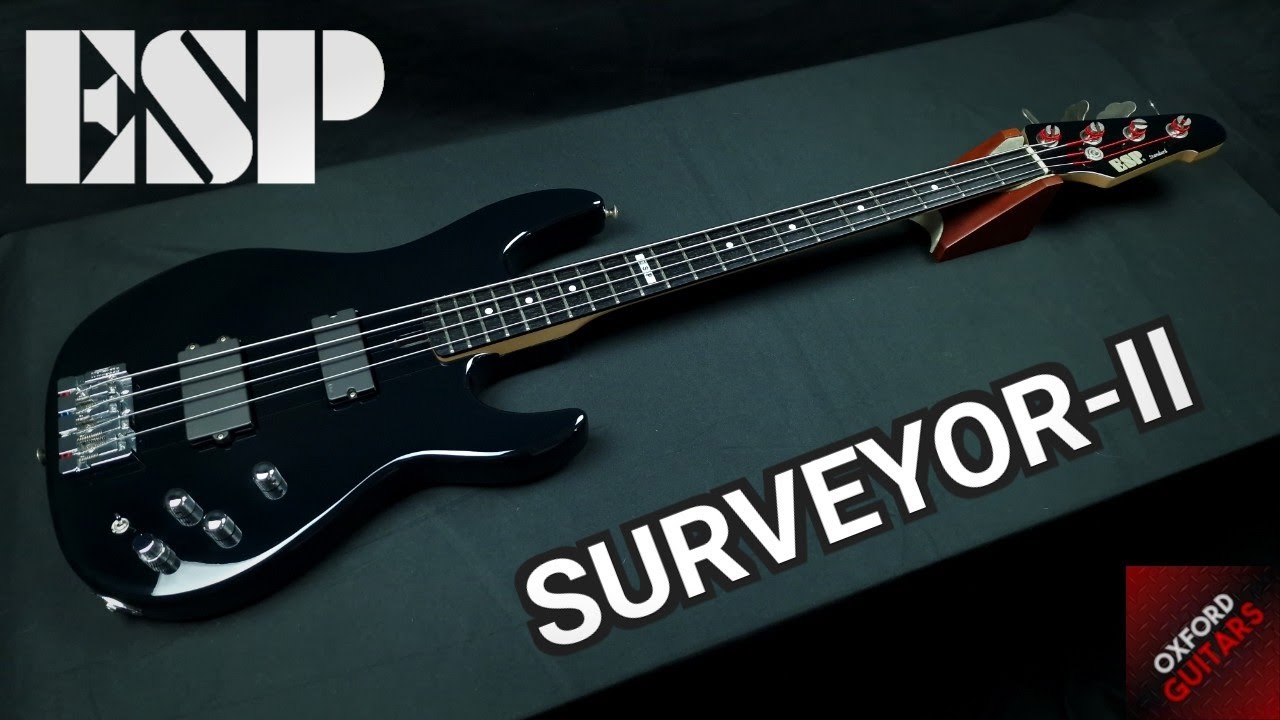 ESP Surveyor-II Standard Series 4 String Bass 2007 Black Made in Japan EMG 4k guitar close up video