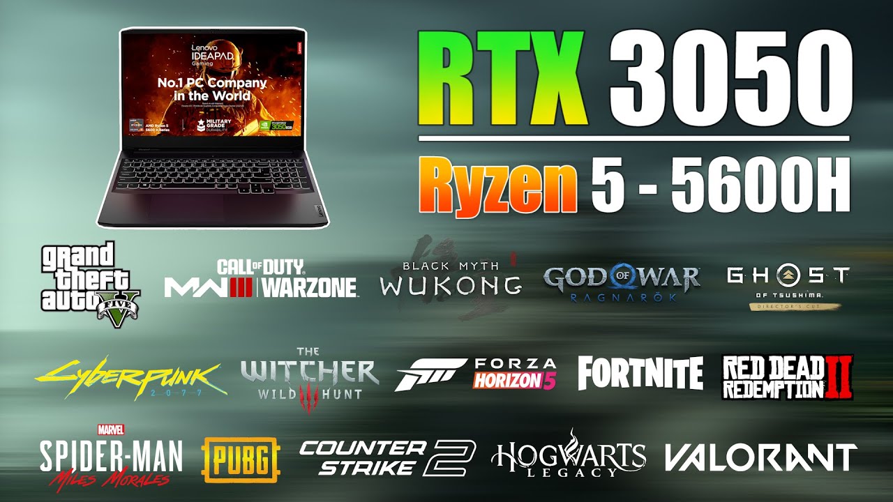 RTX 3050 + Ryzen 5 5600H : 15 Games Tested in late 2024 - Lenovo IdeaPad Gaming 3
