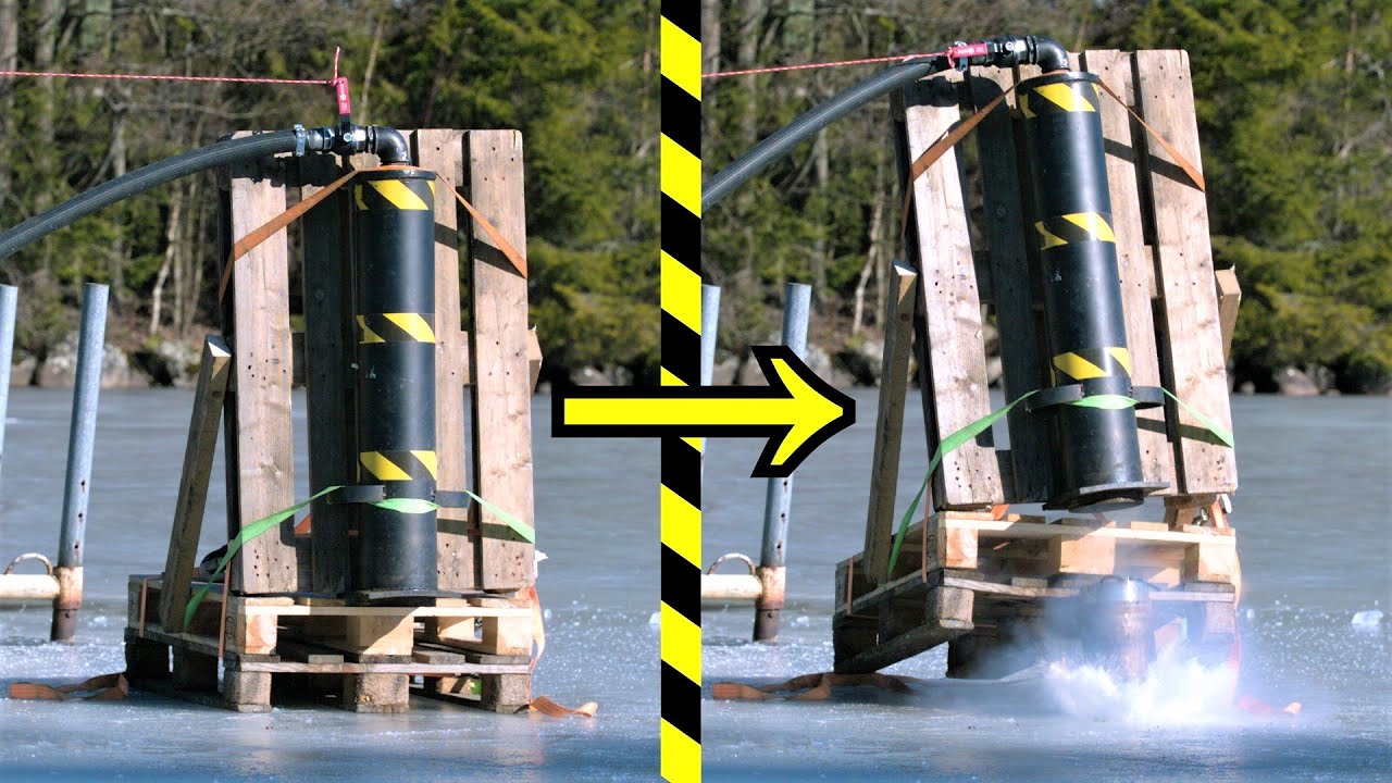 Frozen Lake Vs. Pneumatic Hammer! Will it go Through?