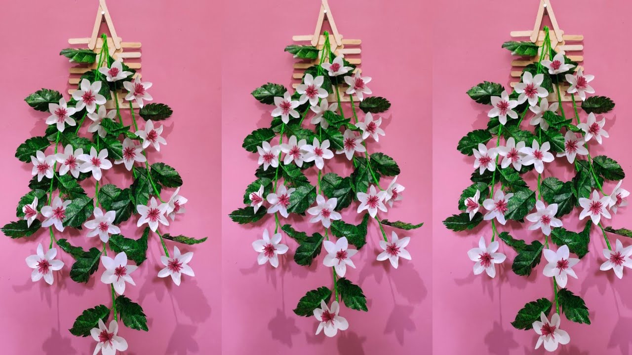 Как сделать подвесной цветок из полиэтиленового пакета | Цветочные поделки