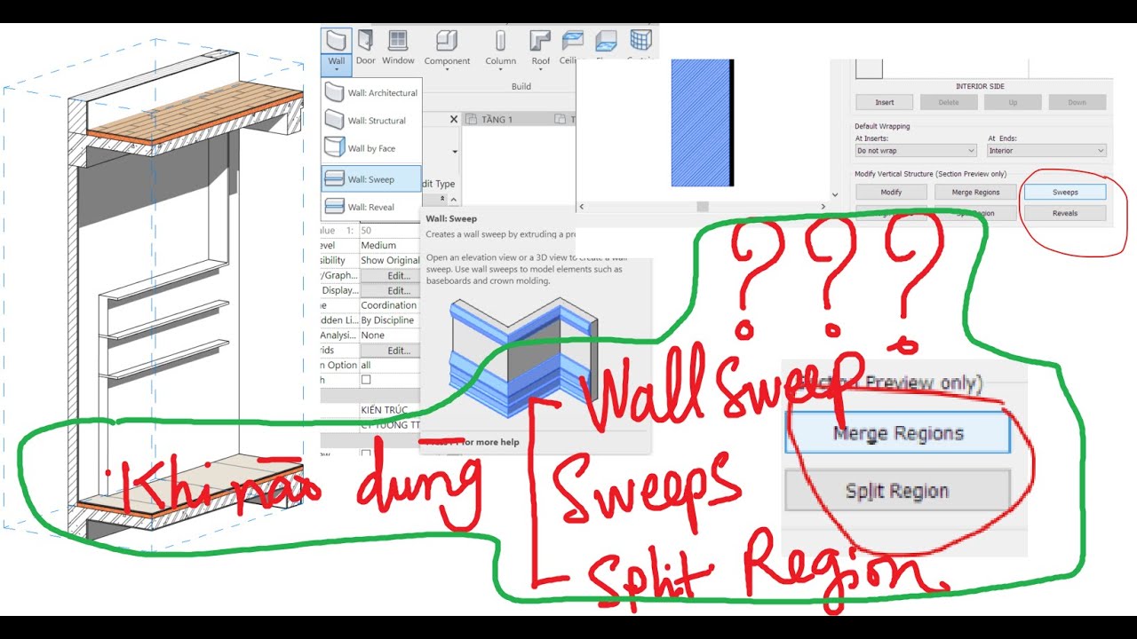 Revit AtoZ Khi nào dùng Wall Sweep/Sweeps/Split region?