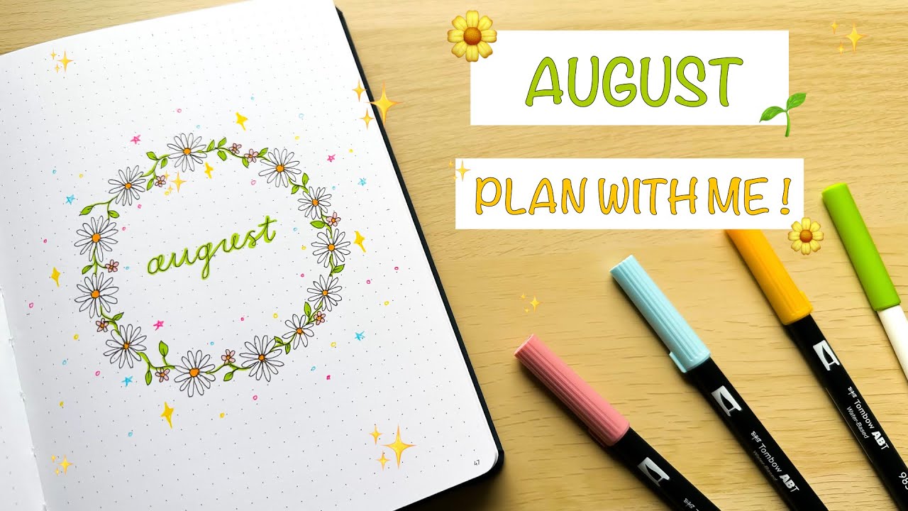 AUGUST PLAN WITH ME 🌼🌱 DAISIES bullet journal theme ✨