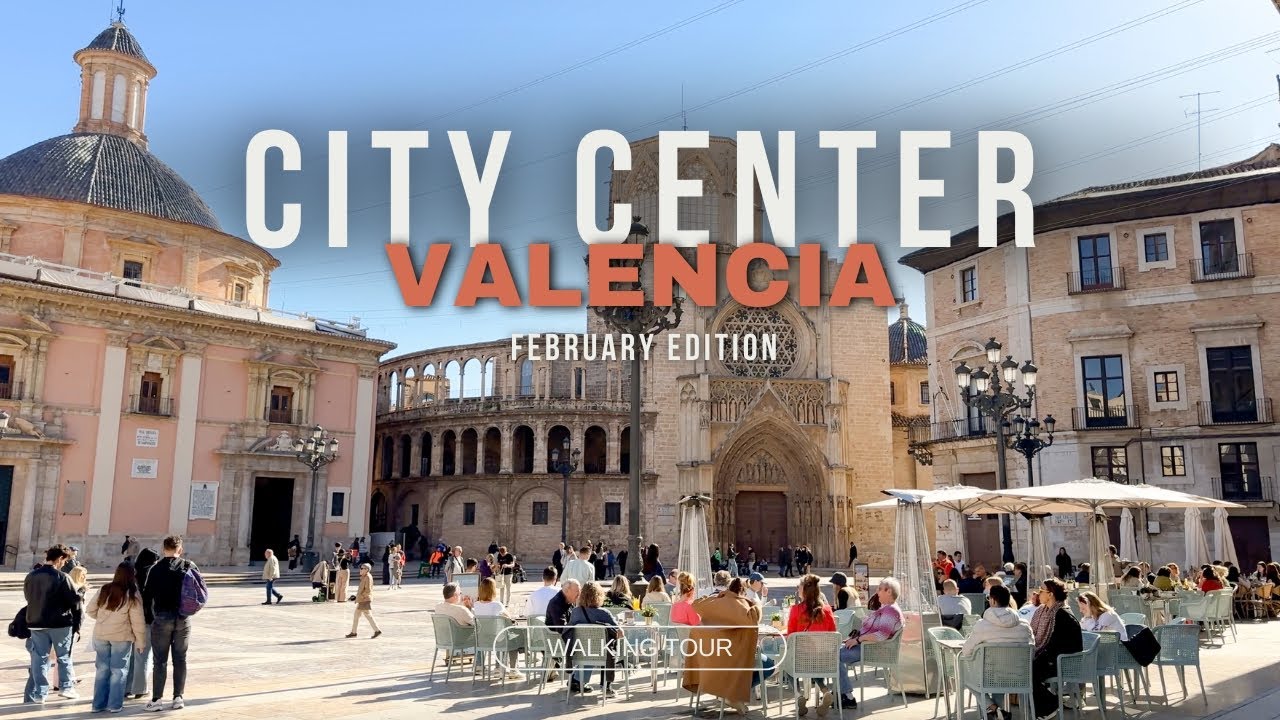 Valencia City Center in February, Spain Walking Tour 4K