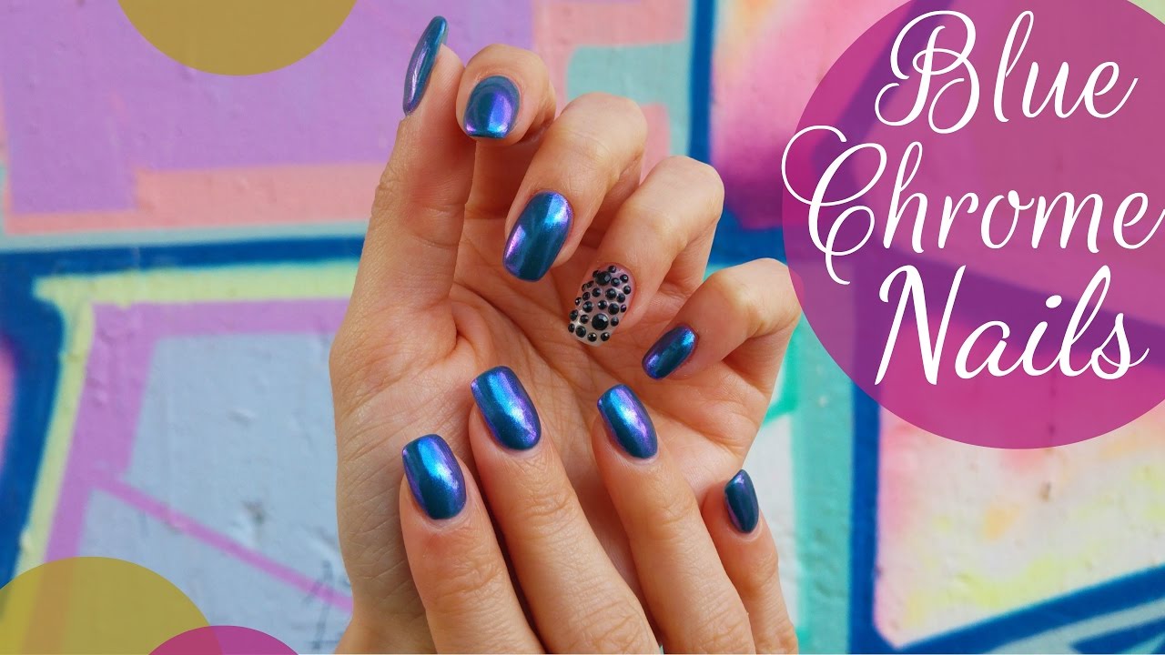 Blue Chrome Nails with CANNI gel color and Chameleon Powder from Born Pretty  Store!