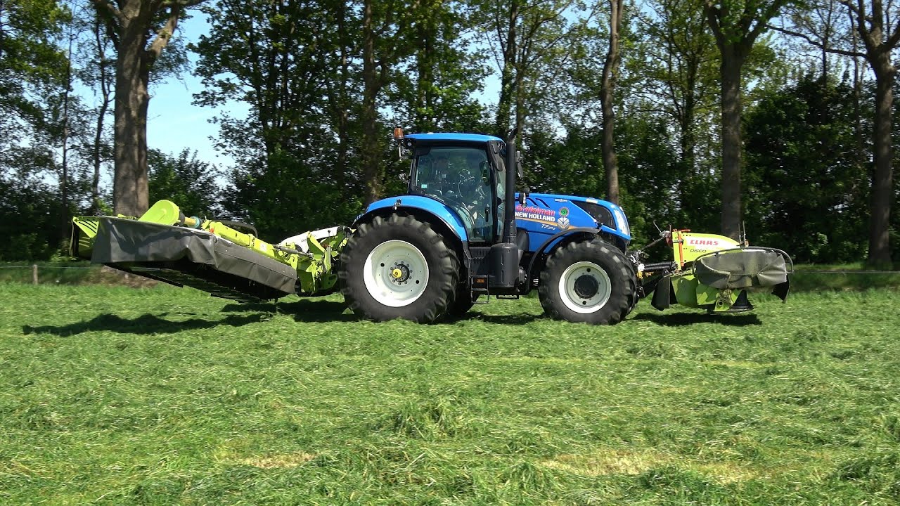 Gras maaien en schudden - New Holland T7.270 met Claas maaiers en Renault 75-12 met schudder (2025)