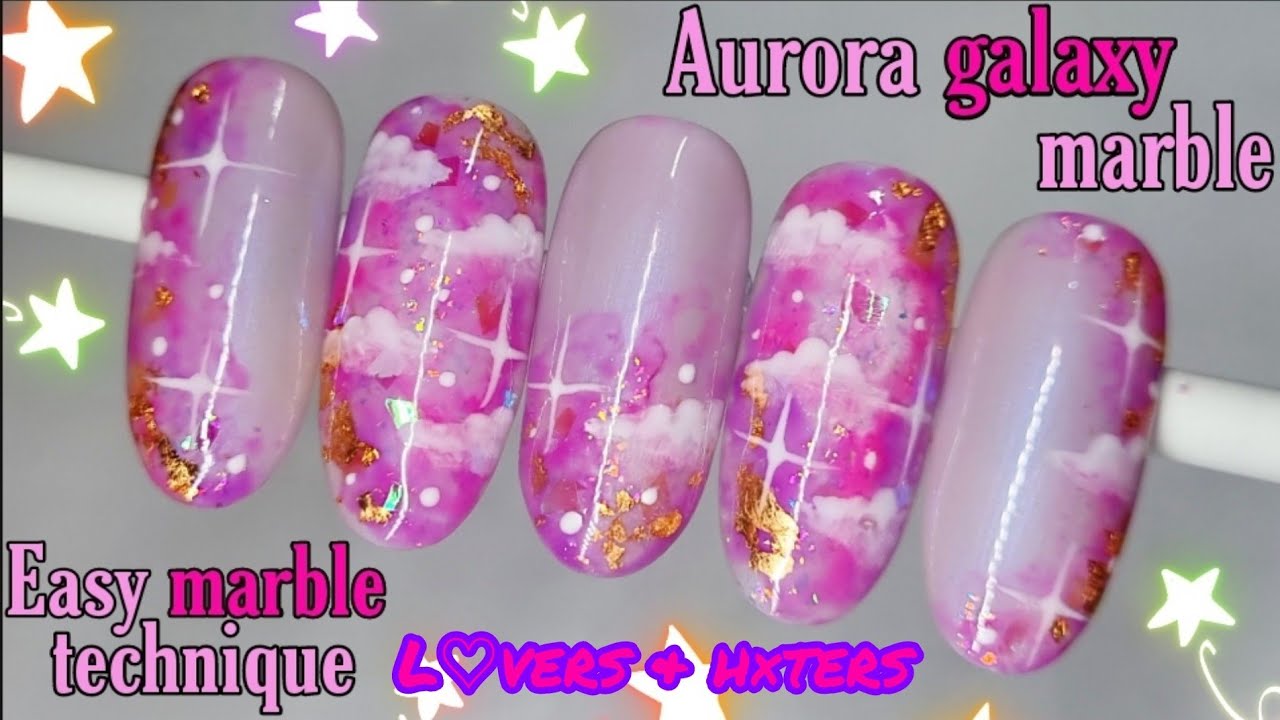 🔮 EASY AURORA MARBLE GALAXY NAILS | Neon Cosmic Dreamy Nail Art Design | Gel Polish | Tutorial