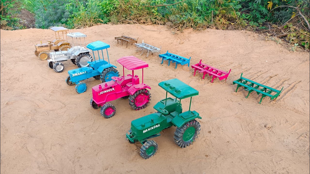 Tractors plowed dry field with tiller Tractor Tiller Video#336