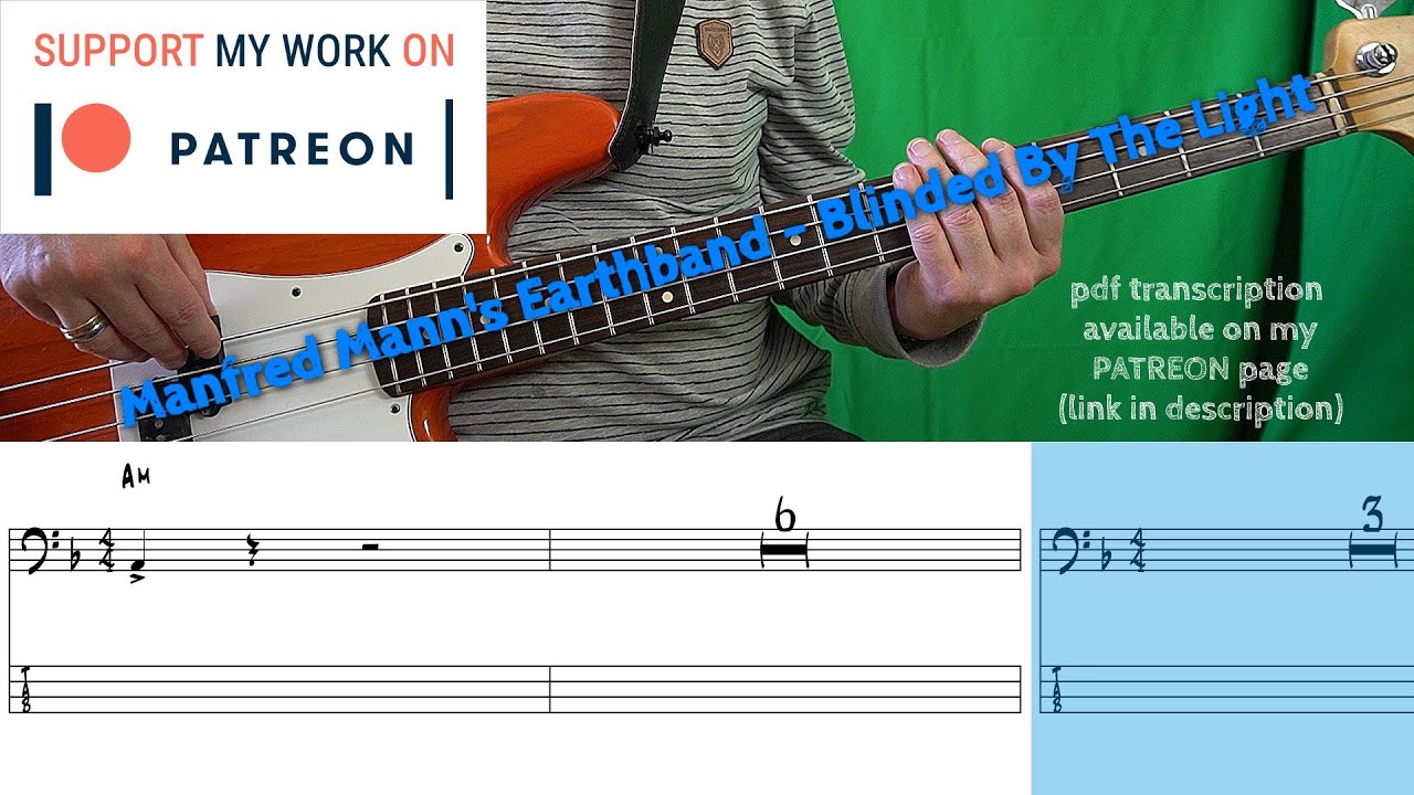 Manfred Mann's Earthband - Blinded By The Light (Bass cover with tabs)
