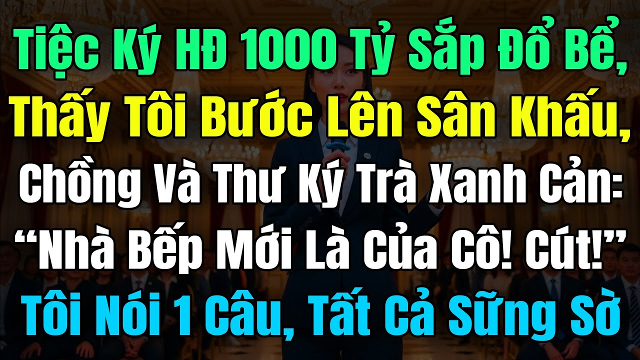 Tiệc Ký HĐ 1000Tỷ Sắp Đổ Bể, Thấy Tôi Bước Lên Sân Khấu, Chồng Và Thư Ký Trà Xanh Cản: "Cút! Nhà Bếp
