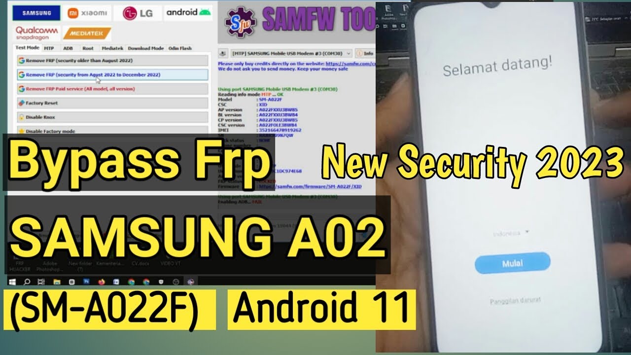 Bypass FRP Samsung A02 (SM-A022F) New Security terbaru 2023 Android 11 | pugot hp