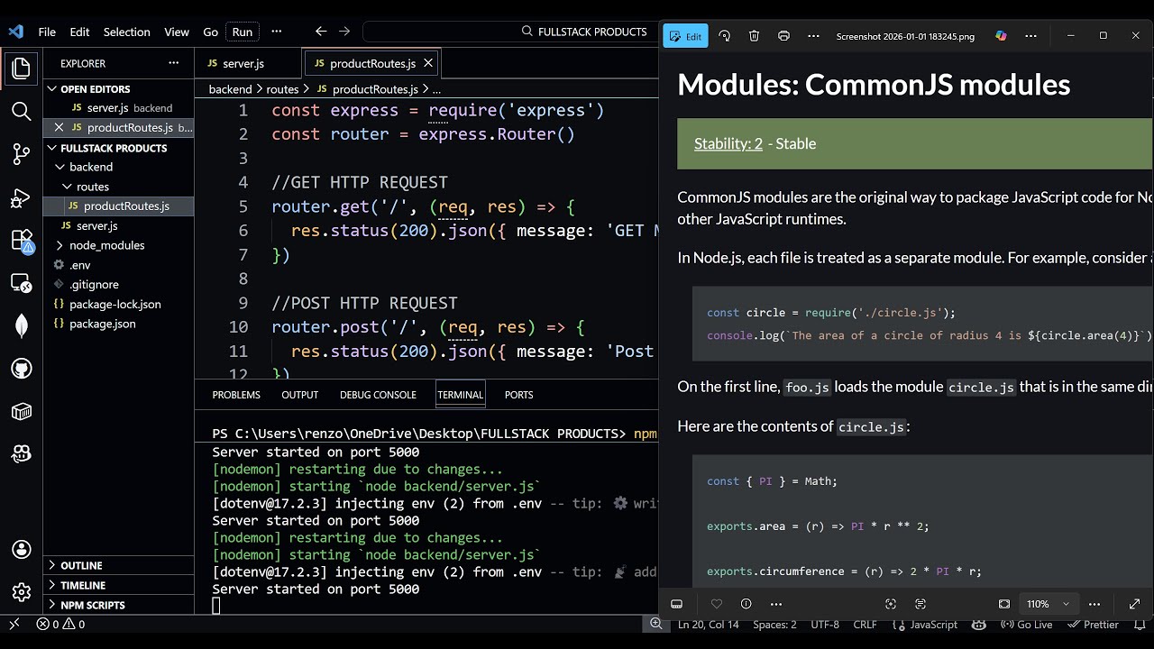 Модули CommonJS, Express, Двенадцать факторов, HTTP-запросы GET, POST, PUT и DELETE — полный стек